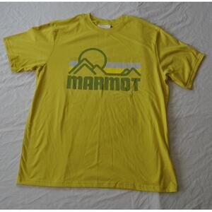 Marmot Costal Graphic Print Crewneck Short Sleeve Yellow Shirt Large (NWT)